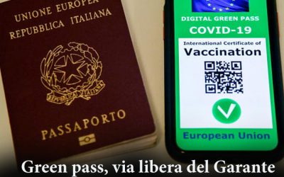 EUROPA: Green pass, via libera del Garante alla piattaforma per il rilascio Autorizzato l’uso di Immuni, blocco provvisorio per l’app IO